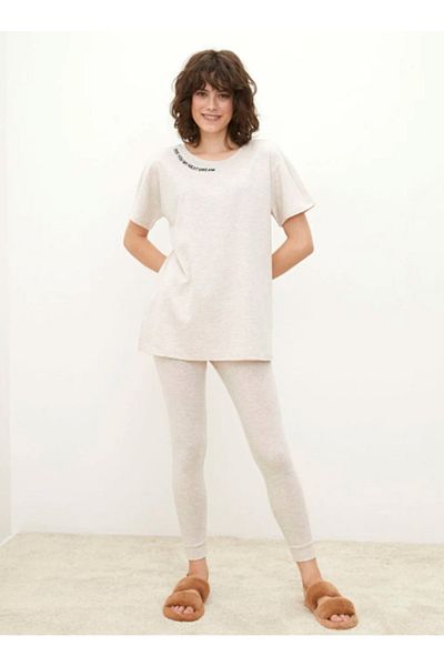 LC Waikiki Dream Pyjama-Set mit Rundhalsausschnitt und kurzen Ärmeln für Damen