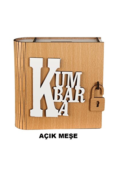 Genel Markalar Ahşap Hediyelik Kitap Görünümlü Kumbara Açık Meşe