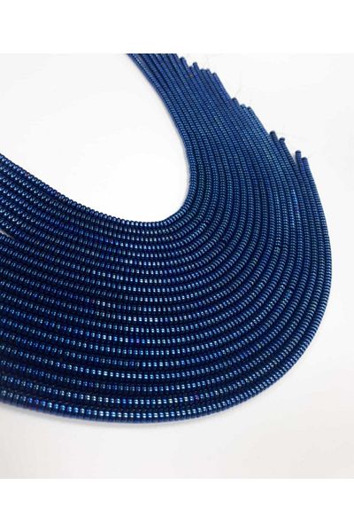 Yüksel Boncuk 4 Mm Disc Washer Blue Hematite String Natural Stone