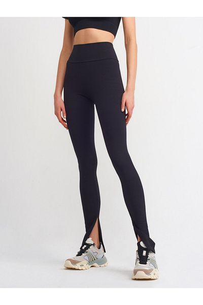 Dilvin 70320 Slit Detailed Tights-black