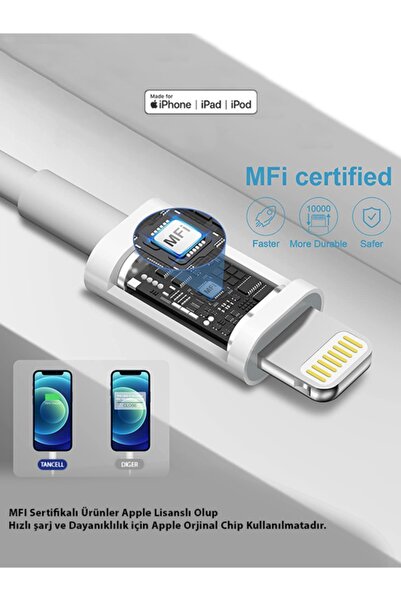TANCELL Orjinal Iphone Hızlı Şarj Aleti 20w Adaptör+kablo Tüm Iphone Modellerine Uyumlu Apple Mfi Lisanslı