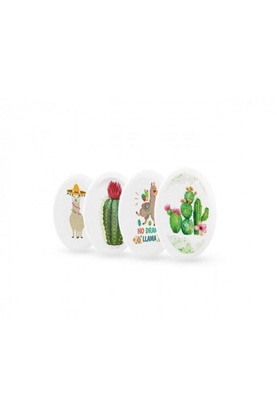 Silkar Silka Cactus-Lama Patterned Ellipse Shaped Eraser (sg-22) Pack of 4