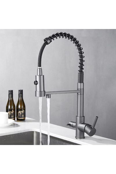 OEM Kitchen Sink Faucet with Dual Flow Water Purification Outlet Anthracite Gray Spiral 7 Years Warranty Imported
