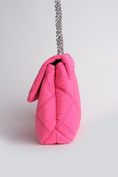 Çantacımstore Női rózsaszín lánc steppelt szövettáska 401