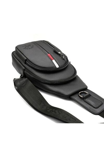 Polo W Club Черна мъжка чанта за рамо с кръстосани ремъци 6227006