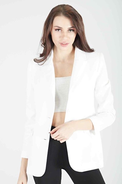 Feminist Vatkalı Astarlı Blazer Ceket Ekru 0105110