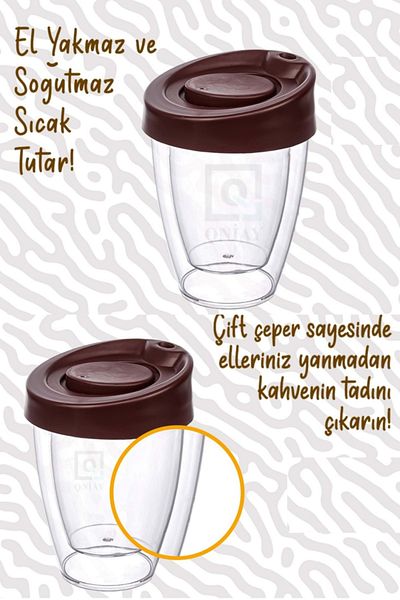 QNİAY غطاء مزدوج الجدار مقاوم للحرق، ترمس مزدوج الجدار، قهوة اسبريسو لاتيه