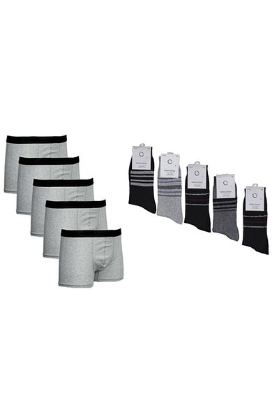 HARMAN TEKSTİL 5 τεμάχια βαμβακερά Lycra Boxers και 5 ζευγάρια κάλτσες καλής ποιότητας