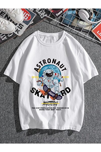 İnsane Minds Μπλουζάκι Unisex Oversize Astronaut Surfer με εμπριμέ Loose Fit