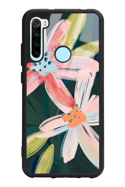 Spoyi Xiaomi Redmi Note 8 Suluboya Çiçek Tasarımlı Glossy Telefon Kılıfı