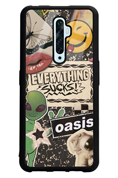 Spoyi Oppo Reno 2z Retro Sticker Tasarımlı Glossy Telefon Kılıfı