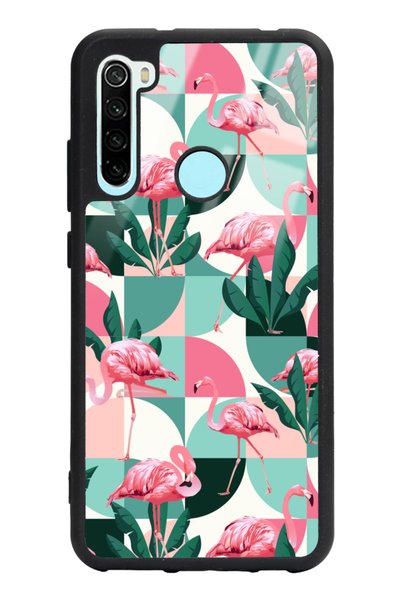 Spoyi حافظة هاتف لامعة بتصميم ورق جدران ريترو فلامينجو لهاتف Xiaomi Redmi Note 8
