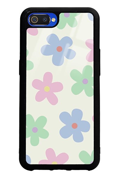 Spoyi Oppo Realme C2 Nude Çiçek Tasarımlı Glossy Telefon Kılıfı