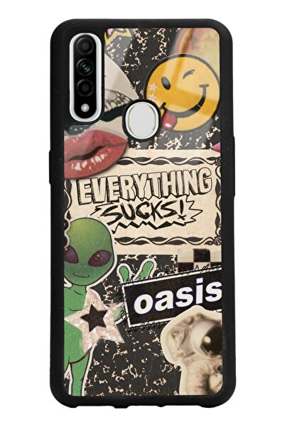 Spoyi Oppo A31 Retro Sticker Tasarımlı Glossy Telefon Kılıfı