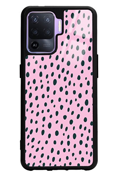 Spoyi Oppo Reno 5 Lite Pembe Benek Tasarımlı Glossy Telefon Kılıfı