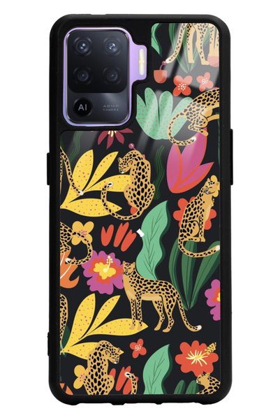 Spoyi Oppo Reno 5 Lite Glossy Phone Case with Floral Cats Design