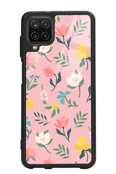 Spoyi Samsung A12 Pinky Flowers Design Glossy Phone Case
