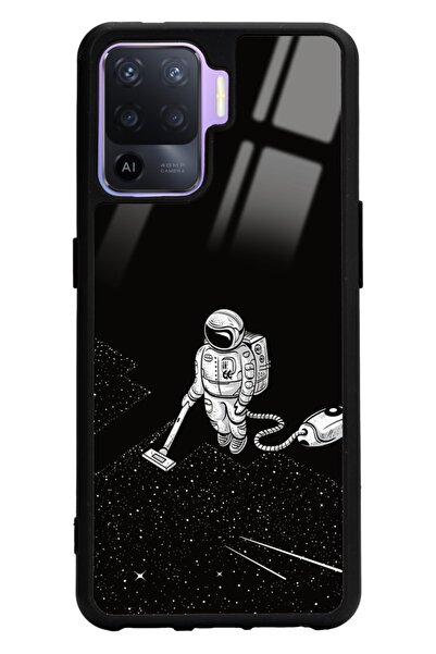 Spoyi Oppo Reno 5 Lite Astronot Tatiana Tasarımlı Glossy Telefon Kılıfı