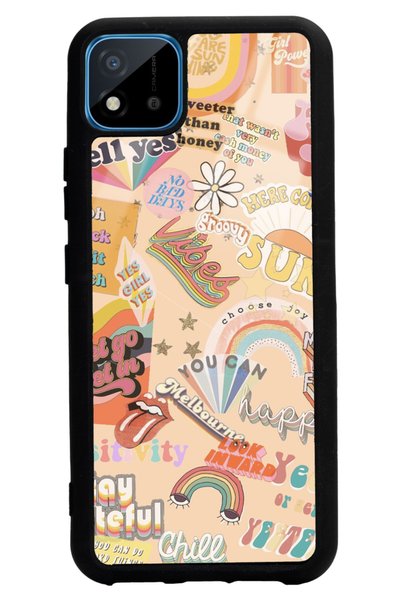Spoyi Glossy Phone Case for Oppo Realme C11 Vintage Sticker Design