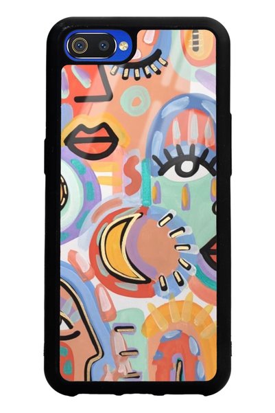 Spoyi Oppo Realme C2 Glossy Phone Case with Watercolor Retro Eye Design