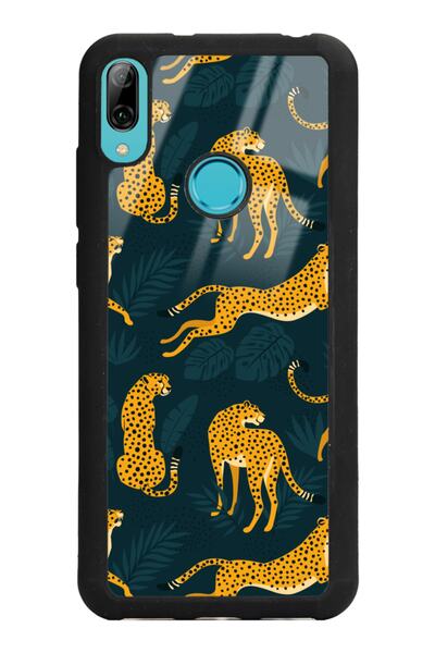 Spoyi Huawei Y6 (2019) Glossy Phone Case with Leaf Leopard Design