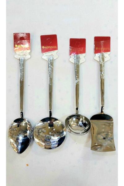 AKPA HOME Akpainox Çelik Ekose Dekor 4'lü Mini Servis Seti