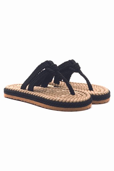 PASSAGE SHOES 6142 شبشب نسائي من الحبال السوداء
