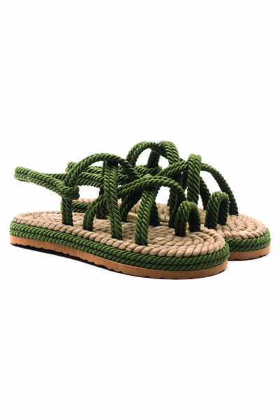 PASSAGE SHOES 6141 Дамски сандали с въжени джапанки в цвят каки