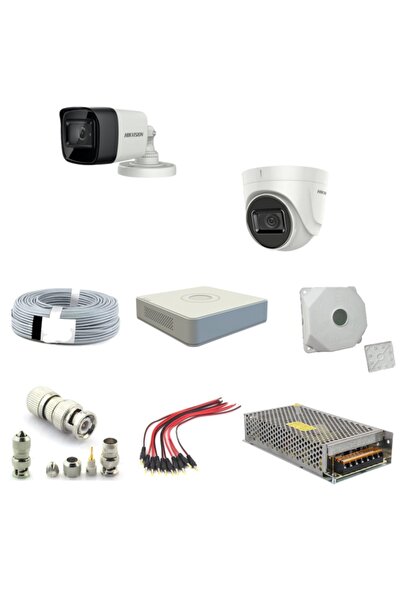 Hikvision Dvr 2 Adet Kamera 2mp 1080p Fullhd Güvenlik Kamera Seti