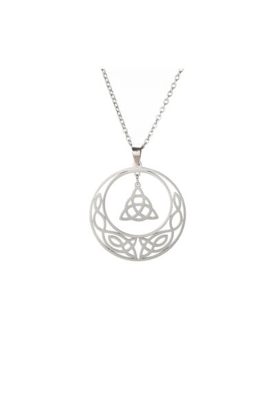 Viking Triquetra & Moon Iskandinav Nordik Desenli Ince Tasarım 316l Çelik Kolye
