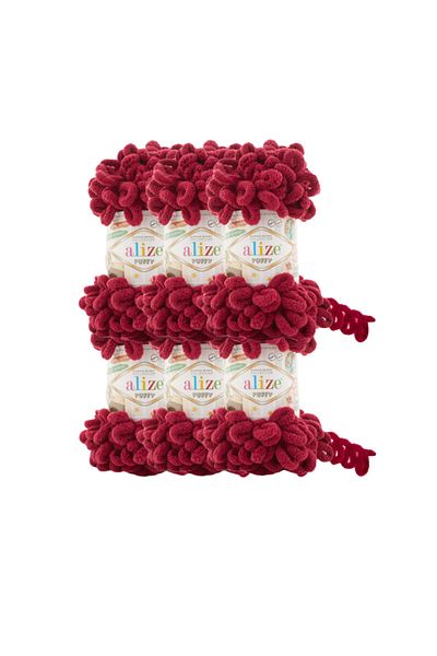 Alize Βρεφική κουβέρτα Puffy 90x90 - 6 τεμάχια κερασιού πλεκτό στο χέρι