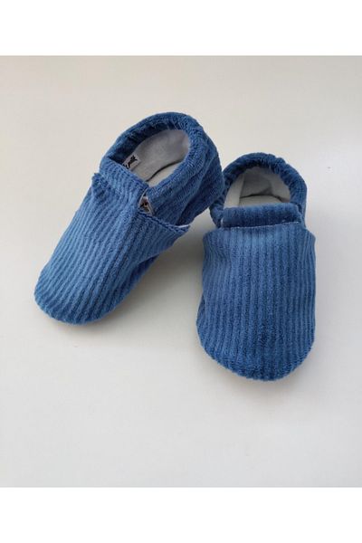 IŞIK Blue Corduroy Booties with Light Non-Slip Sole