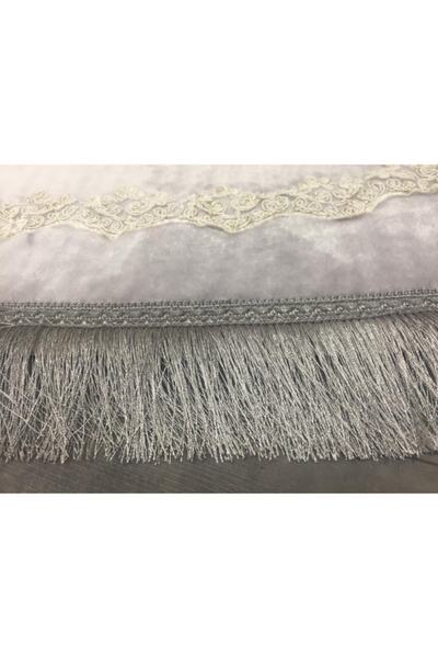 Bonny Home Set de toaletă exclusivist, oval, gri, cu smocuri, din 2 piese, Set covoraș pentru baie Dowry