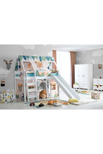 Bubuhome Palsafari Çocuk Odası Takımı ( Kaydıraklı Ranza + Dolap + Çamaşırlık )