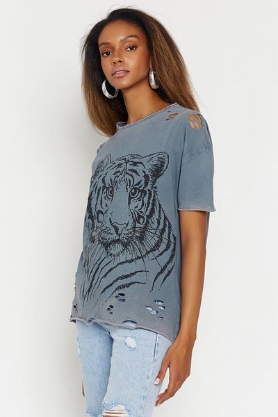 Hopoi Tricou cu imprimeu antracit pentru femei Zmn2004