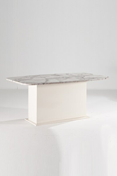 SANDALİE Etna Salon Yemek Masası - Beyaz&mermer Aytaşı