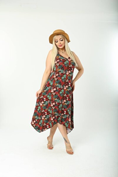 ModaSehle Women's Plus Size Buckle Strap Floral Pattern Dress