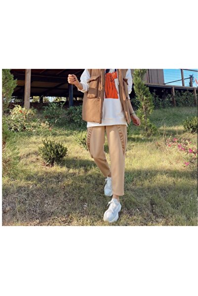 ALYA BUTİK Camel Şerit Detay Pantolon