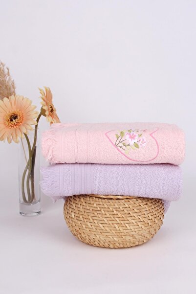 Baveno %100 Pamuk Nakışlı 2'li Renkli 50x70 El/yüz Havlu Seti