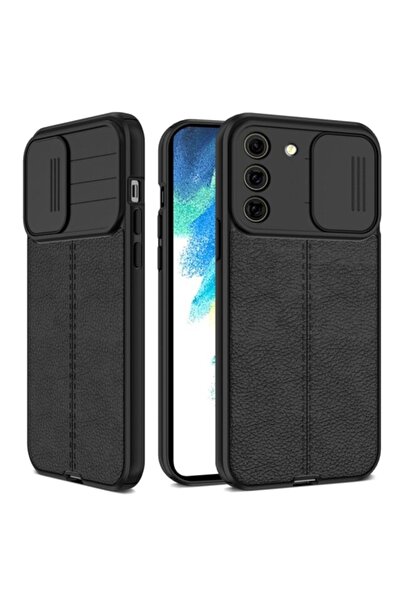 Fibaks Samsung Galaxy A03s Uyumlu Kılıf Sürgülü Slide Kamera Korumalı Deri Gö...