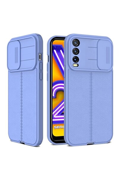 Fibaks Galaxy A02 Uyumlu Sürgülü Slide Kamera Korumalı Deri Görünümlü Silikon Kılıf