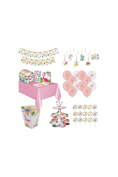 CAVAŞ sun hat Flamingo Doğum Günü Parti Seti 8 Kişilik