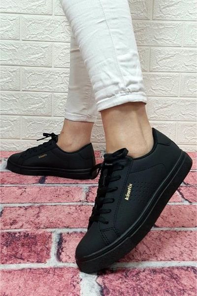 Kinetix Poro Black Color Lace-Up Sneaker Flat Sole Sports Shoes