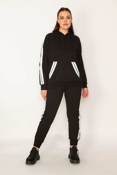 Şans Große Größen in Sweatsuit Set - Schwarz - Regular Fit
