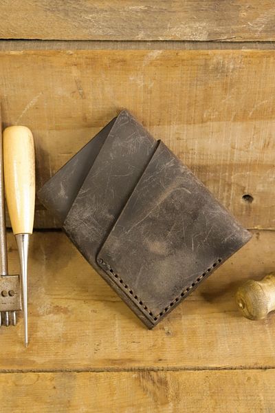 New Coast Leather 1900's Ανδρική Χειροποίητη Κάρτα από Γνήσιο Δέρμα Καπνιστό