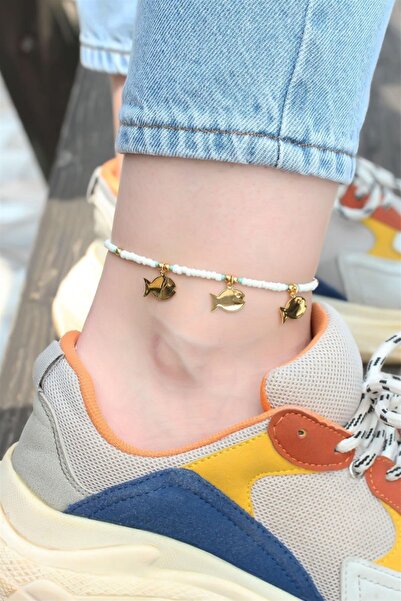 ACAR TAKI Green Fish Figured and Colorful Beaded Anklet ACR6682