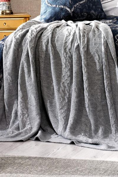 ZEBRA CASA Evona Gray Double Knitted Blanket