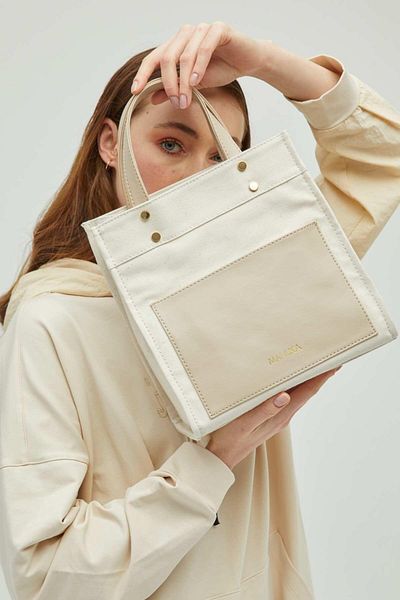Manuka Canvas-Tasche mit Ledertasche Beige