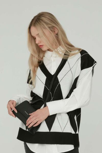 Manuka Strukturierte Ledertasche Schwarz