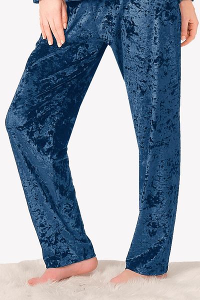DOFİ Pantaloni de trening din catifea albastru petrol pentru femei